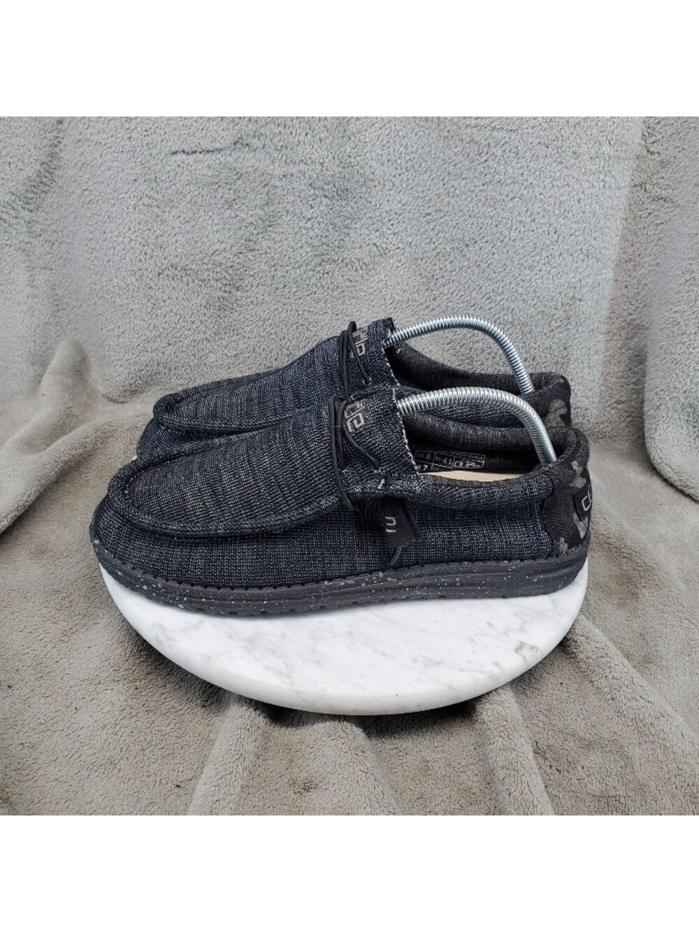 Hey Dude Shoes Mens Size 8 Wally Stretch Midnight Bunker Canvas Shoes *Read*